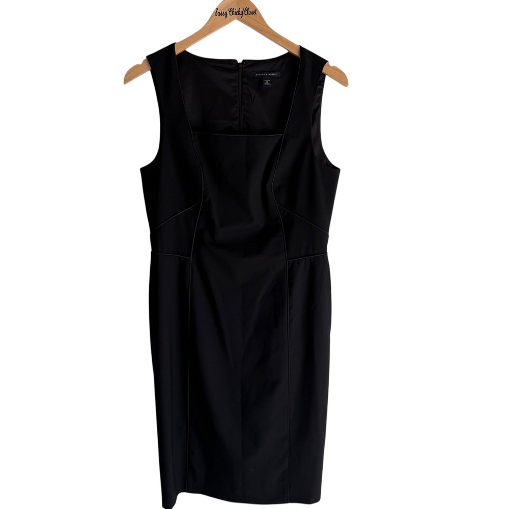 BANANA REPUBLIC Black Stretch Sleeveless Ladies Wool Blend Shift Dress, 10